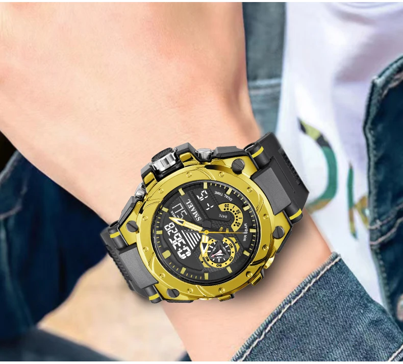 SMAEL Sport Quartz Watches LED DisplayShock Resistant 50M Waterproof Alarm Clock Analog Digitals 8060 For Men S06f0e41cb2b04d848b3554823d023e860