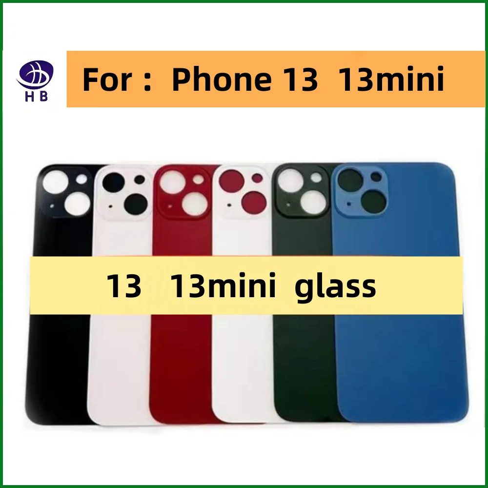 For iPhone 13 13 mini Back Cover Glass Fast Replacement High Quality Housing Battery Cover Big Hole Rear Glass,+3M Tape 13Mini