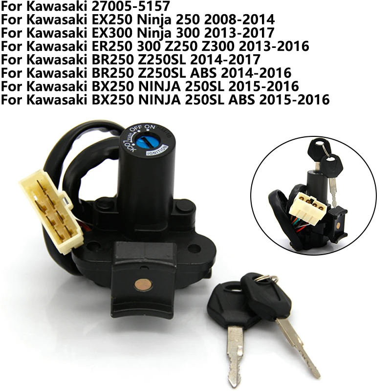 

27005-5157 Ignition Switch with Key For Kawasaki EX250 EX300 BX250 Ninja 250 300 250SL ER250 300 Z250 Z300 BR250 Z250SL ABS