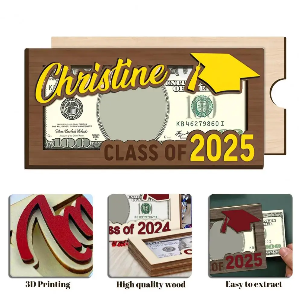 ของขวัญสําเร็จการศึกษาผู้ถือเงินไม้ Class 2025 ผู้ถือเงินสด Graduation เงินสดผู้ถือของขวัญ Keepsake สําหรับ University Graduates