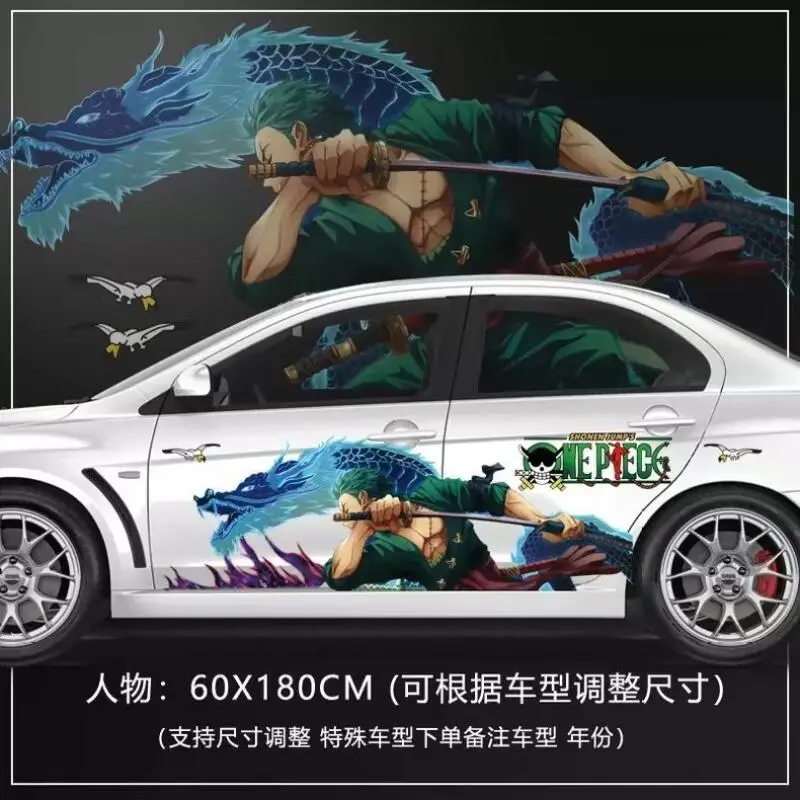One Piece Sticker Car Body Decoration Car Film Sticker Monkey D. Luffy Anime Sticker Roronoa Zoro Scratch Blocking Holiday Gift - view 2