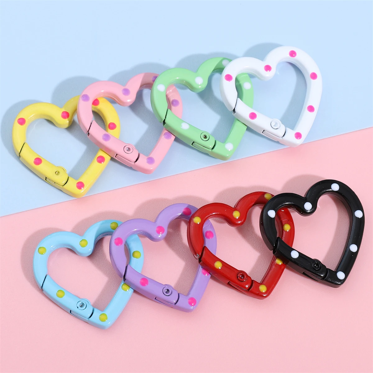 1pc Metal Heart Ring Spring Clasp Carabiner 25mm Keychain Clips Hook Dog Chain Diy Jewelry Buckle Connector Supplies view 5