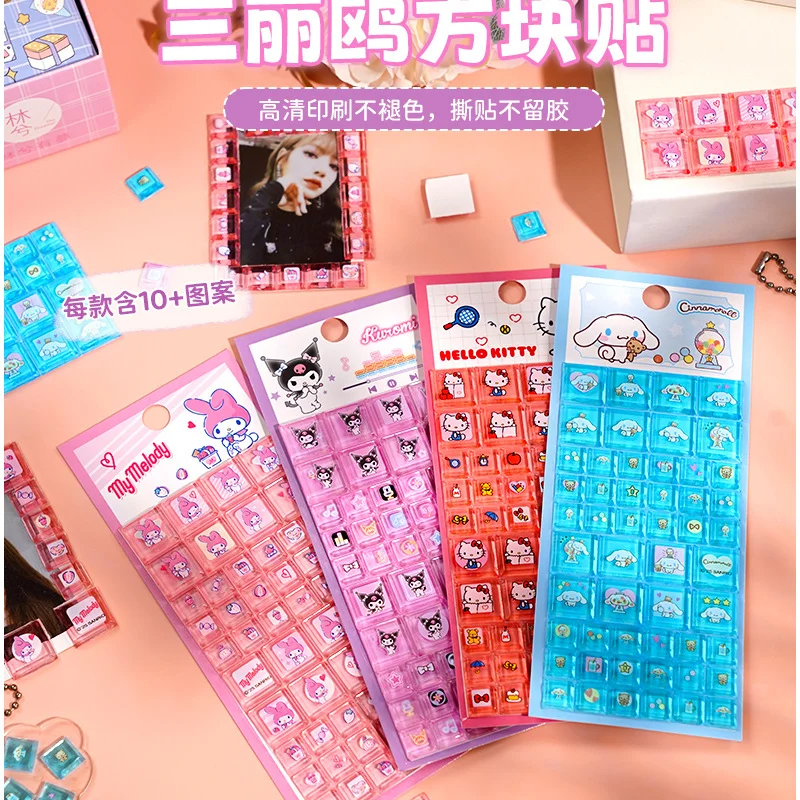 

Оригинальные 3D-наклейки Hello Kitty в форме квадрата, аниме-стикеры для телефона, ноутбука, багажа, креативные украшения, игрушки для детей, мультяшные подарки на Рождество