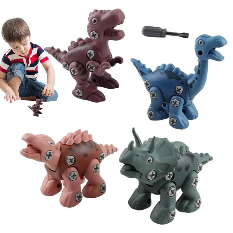 Take Apart Dinosaur Take Apart Dinosaur Puzzle 4pcs Building Dinosaur Toy Construction Toy STEM Educational Dinosaur Figures For