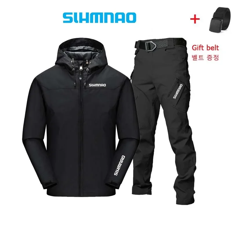 2024 Spring and Autumn Outdoor Fishing Set Tactical Pants Outdoor Hooded Windproof Waterproof Fishing Suit Mountaineering Jacket