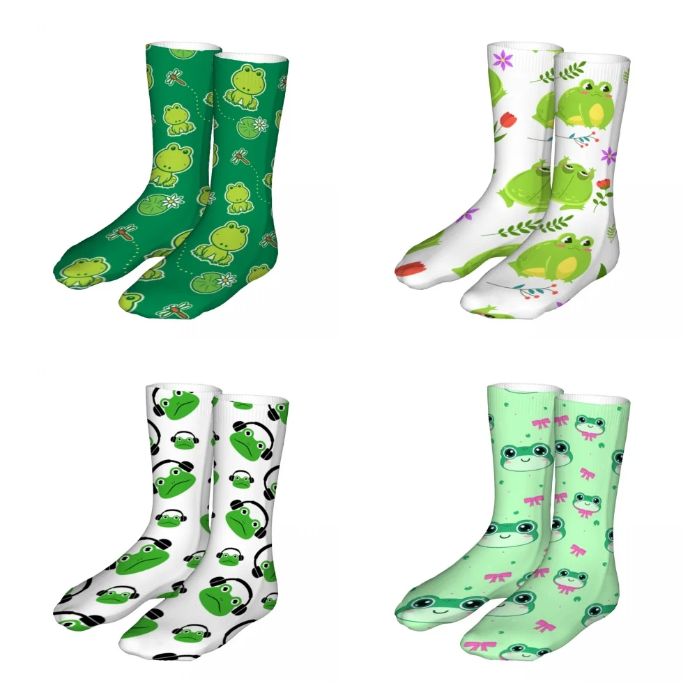 Cute Frogs Pattern Mens Womens Funny Crew Socks Cool 3D Printed Design Socks Fashion Comfortable Basketball Socks