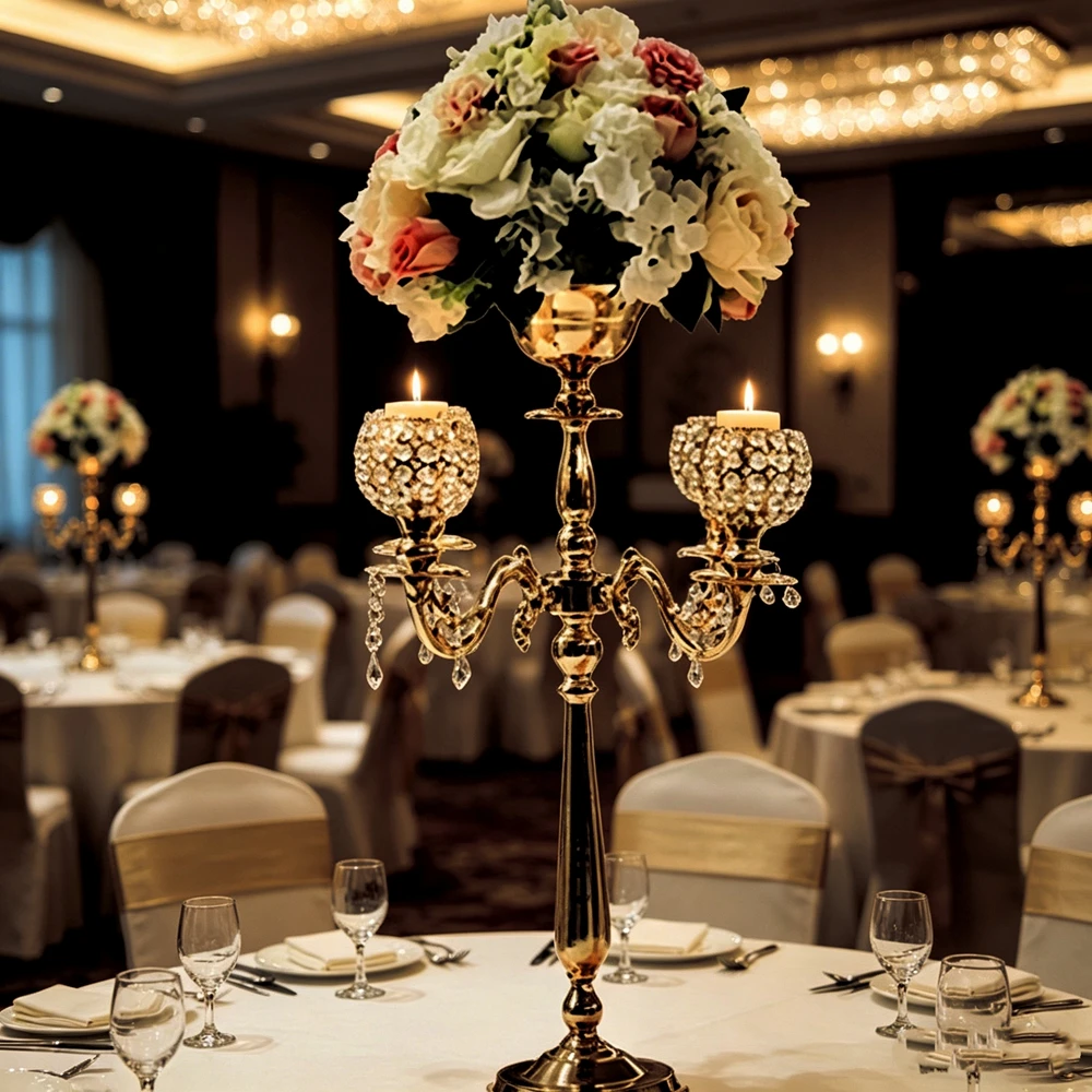 85-100cm 4-10pcs Gold Black Metal Flower Display Stand Holder Flower Ball Vase Wedding Event Party Table Centerpiece Decoration
