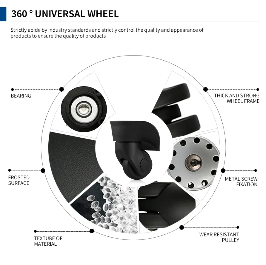 Imagem -04 - Polia de Bagagem de Roda Universal Estojo do Trole Resistente ao Desgaste Lona de Senha Rolo Silencioso Acessórios Universais Mala