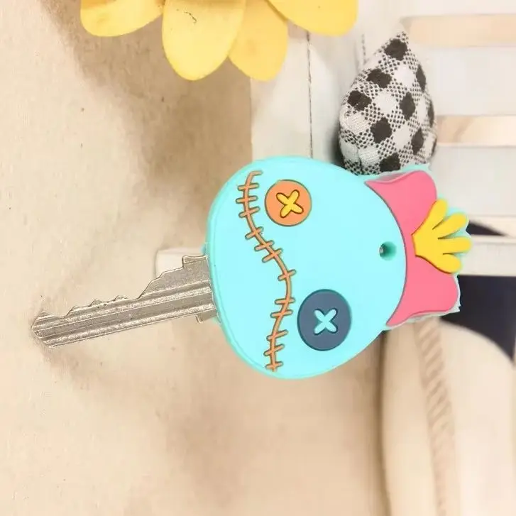 disney stitch Mickey Minnie Keychains,Key accessories, key protective covers, silicone, funny key decorations