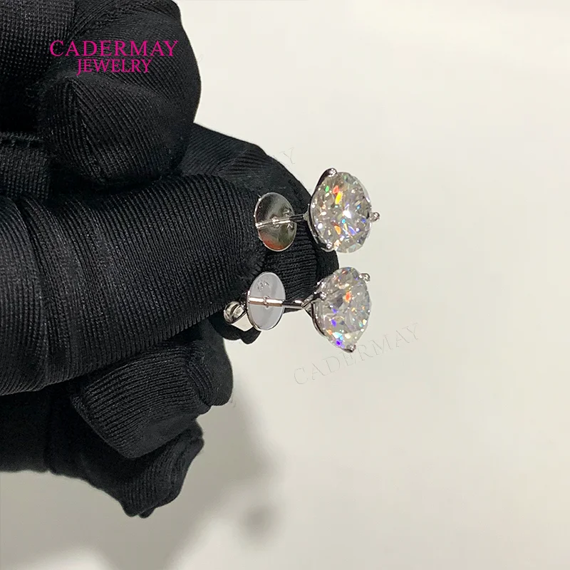 High Quality Martini 3 Prongs 9mm 3ct Each VVS Moissanite Diamond Earrings Stud 14K White Gold Moissanite Earrings For Women Men - view 3