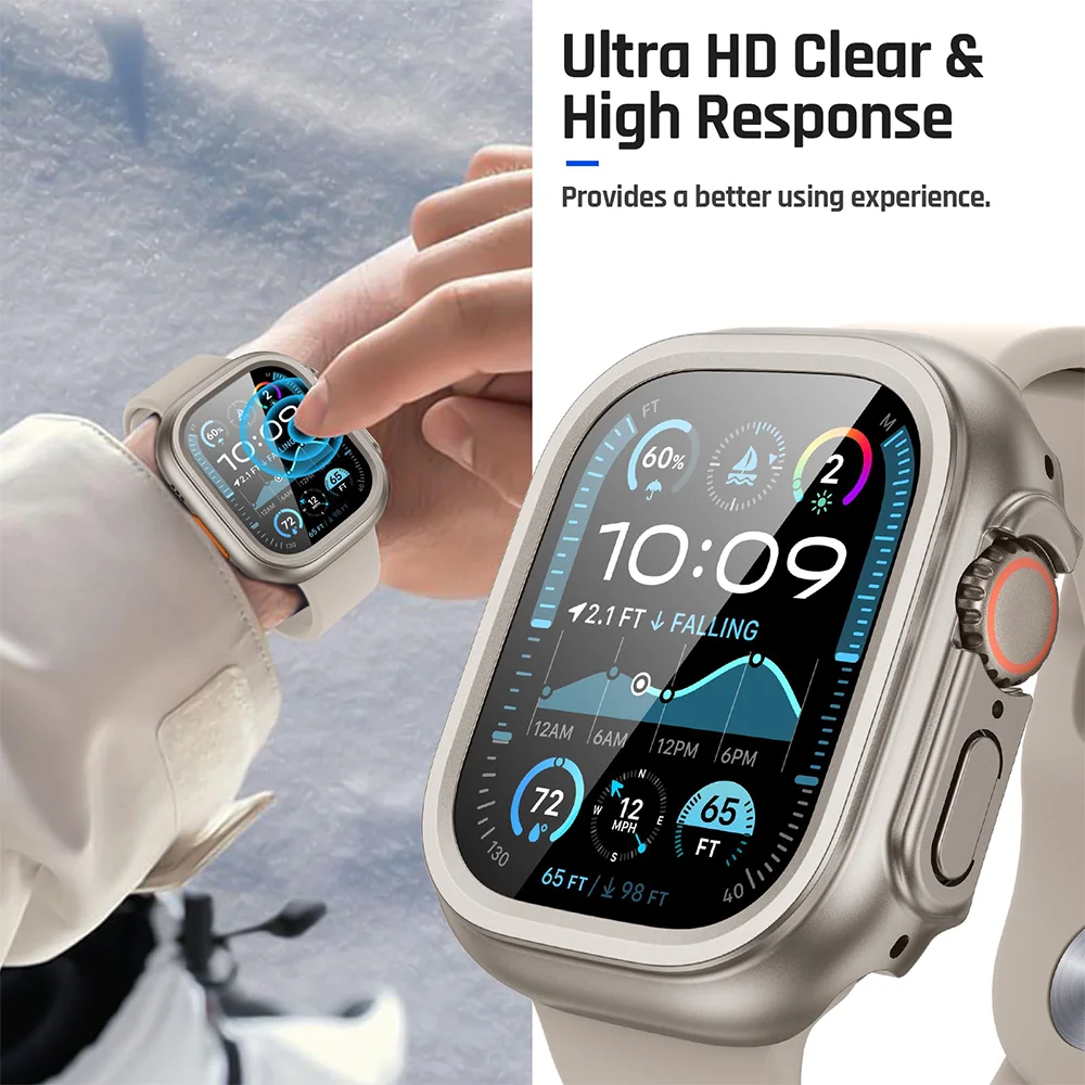 Funda para Apple Watch Ultra 3 2 49mm smartwatch PC duro Protector de pantalla de parachoques vidrio templado + cubierta iwatch ultra band Accesorios