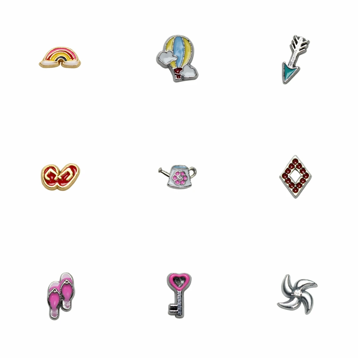 Rainbow Floating Charms 10pcs Mixed Style For Glass Living Memory Locket Women Jewelry Making DIY Accessories Women Gift