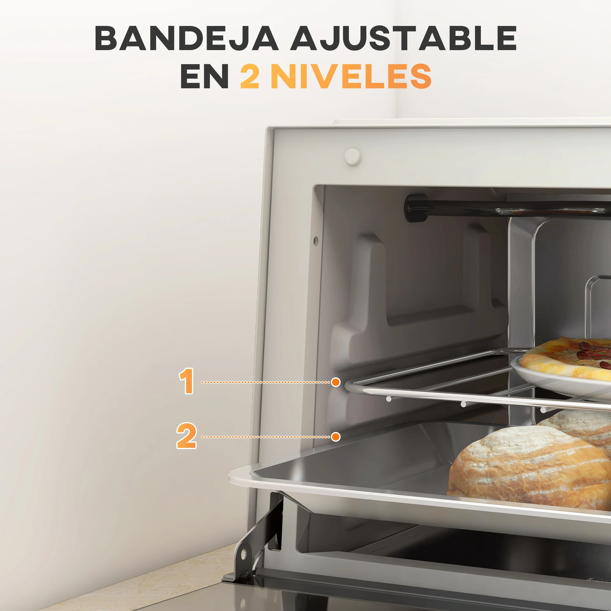Image 6: Homcom Mini Four 9L Mini Four avec plateau de cuisson, Grille Grill, 100 °   C-230 °   C Acier inoxydable