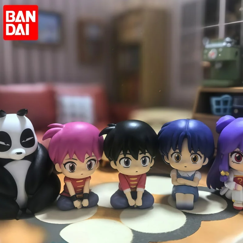 

Bandai Original Ranma 1/2 Anime Gashapon Waiting Modeling Figures Genma Panda Tendou Akane Collectible Gift For Kids Boys Girls