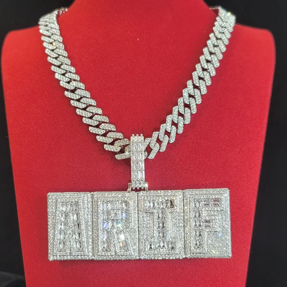 

Мода на заказ Iced Out Squaer сетка имя кулон цепочка персонализированные хип-хоп буквы ожерелье ледяной Baguettecz именная табличка ювелирные изделия