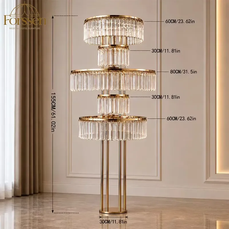5 Tier Gold Crystal Cake Stand Luxury Wedding Dessert Display Rack for Party Events Elegant Metal Cupcake Holder Decoration