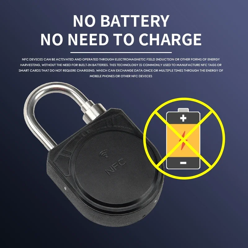 NFC Smart Padlock, Anti-Theft Lock Without Battery, Can be Authorized to App Unlock Unlocking
