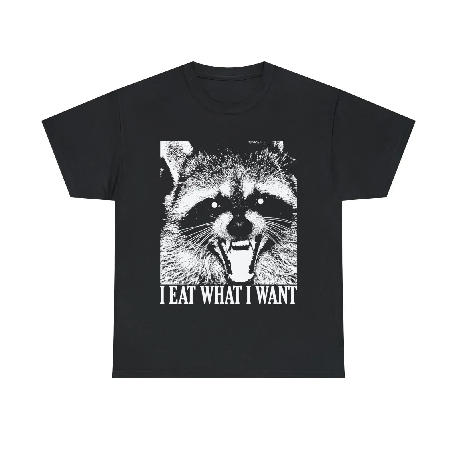 I eat what want Racoon T Shirt vintage Washed Versatile streetwear Slightly homme Stretched Soft Casual Comfortable fashion