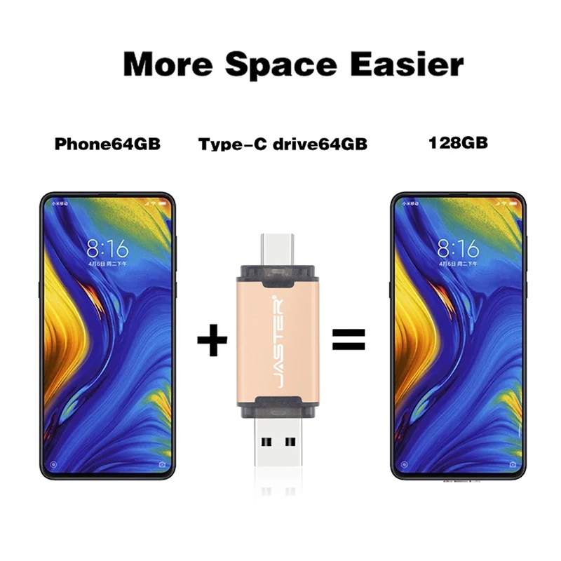 Top Quality USB Flash Drives 128GB 64GB Pen Drive Real Capacity Pendrive 8GB Type-c 2 IN 1 Memoria USB Stick 8G USB for Phone/PC