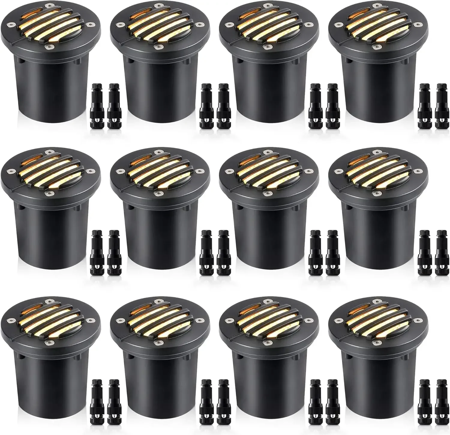 6W Low Voltage Landscape Lighting Ultra Bright LED In-Ground Waterproof Paver Lights for Garden Yard Driveway with Connectors