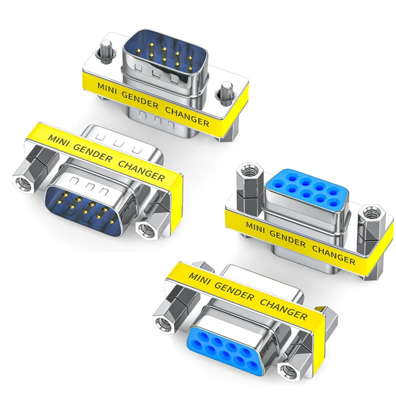 1PCS DB9 9Pin Female To Female/Male to Male Gender Changer VGA plug connector Adapter D-Sub RS232 Serial Plug