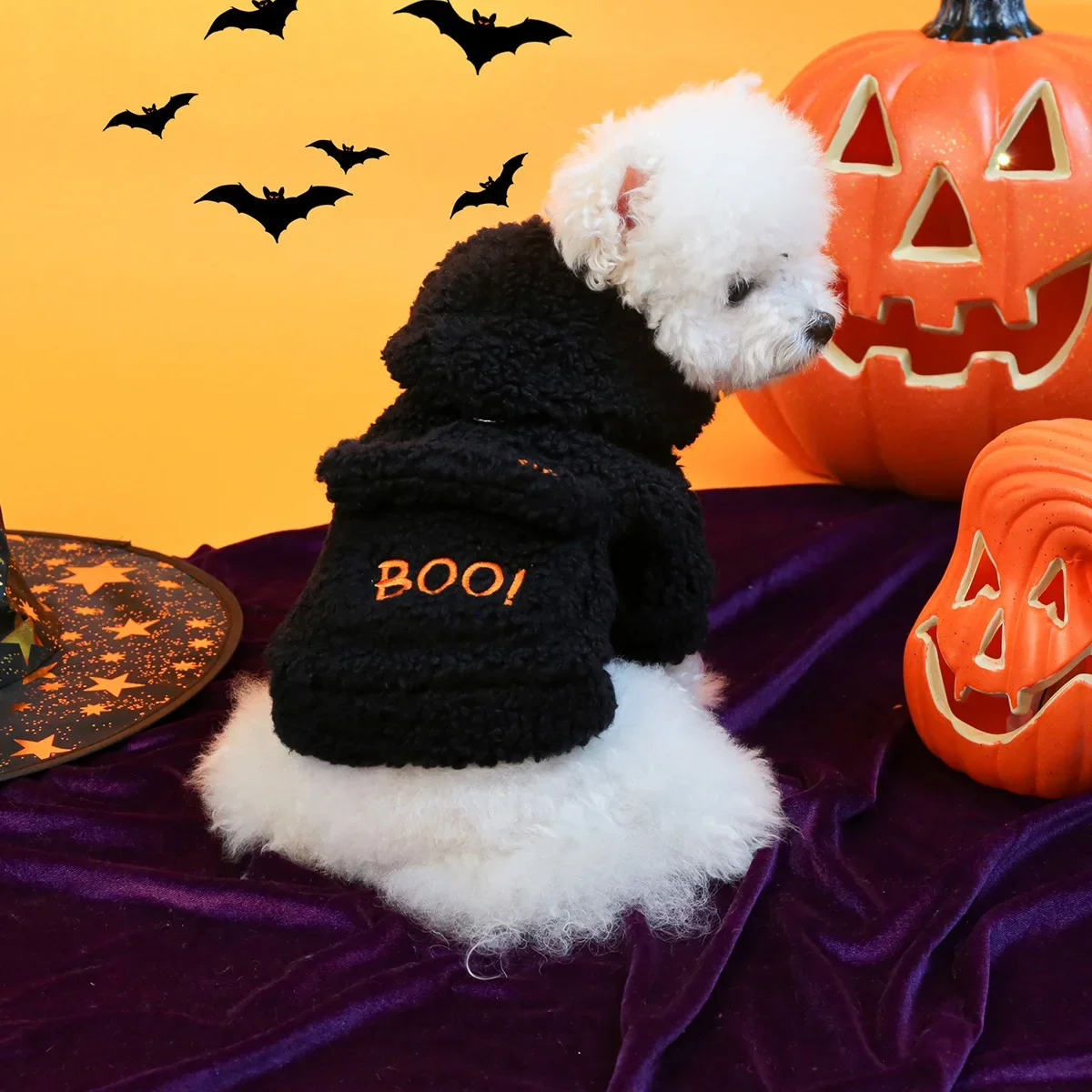 New Winter Pet Clothing Thickened Warm Pumpkin Hoodie Three-dimensional Pocket Dog Hoodie Coat Puppy Clothes