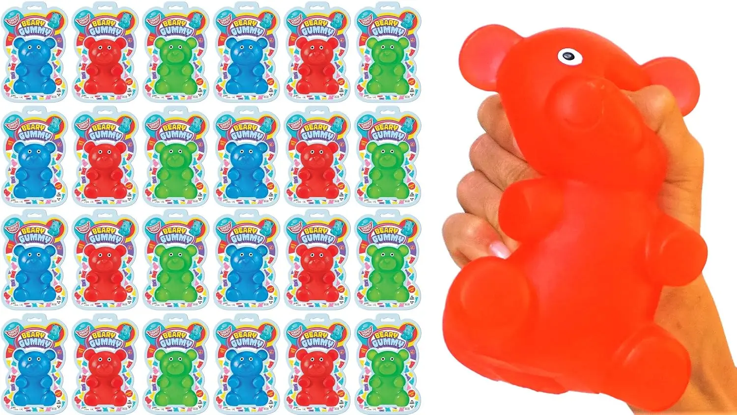 Jumbo Squishy Gummy Bear Toy 24 Bears, Giant Mochi Squeeze, Stress Relief Fidget, Party Favors Easter Stuffers 4341-24s
