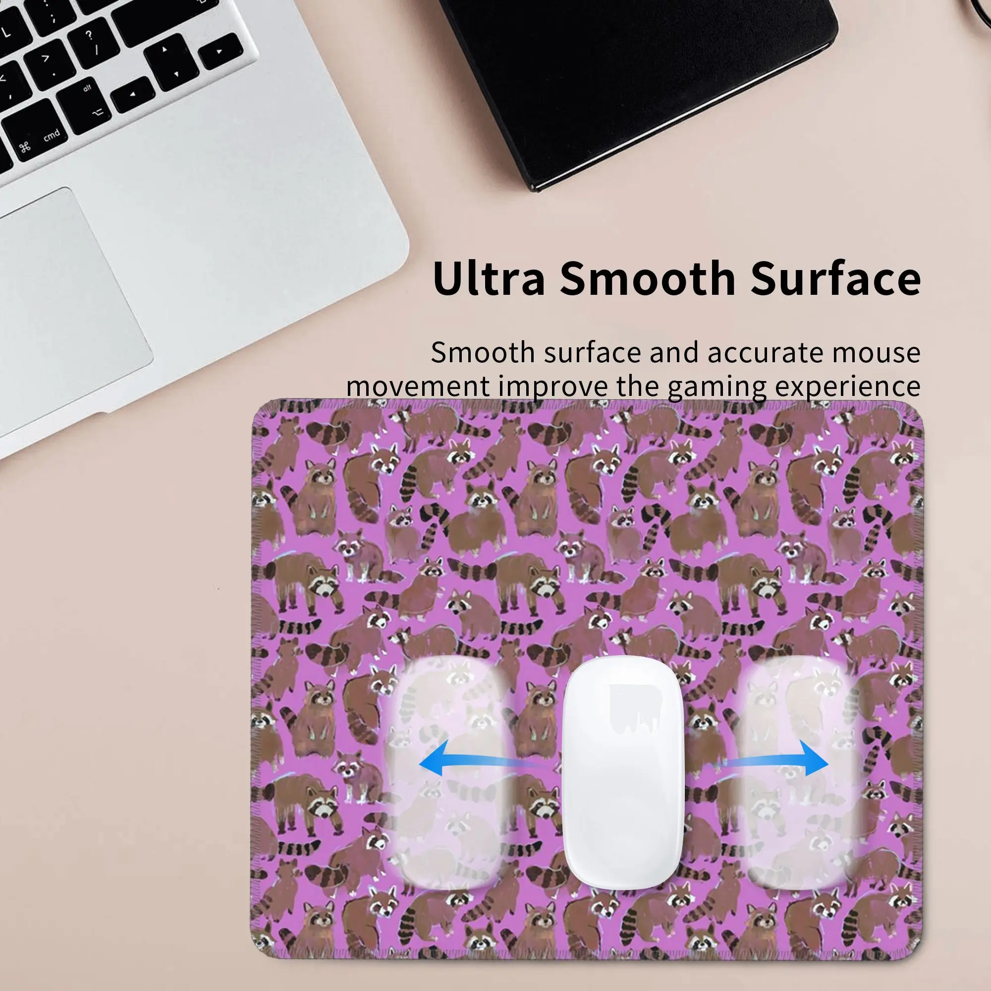 Cute Cartoon Raccoon Pattern Mouse Pad Computer Keyboard Mouse Mat Gaming PC Laptop Desk Mat Office Table Mats