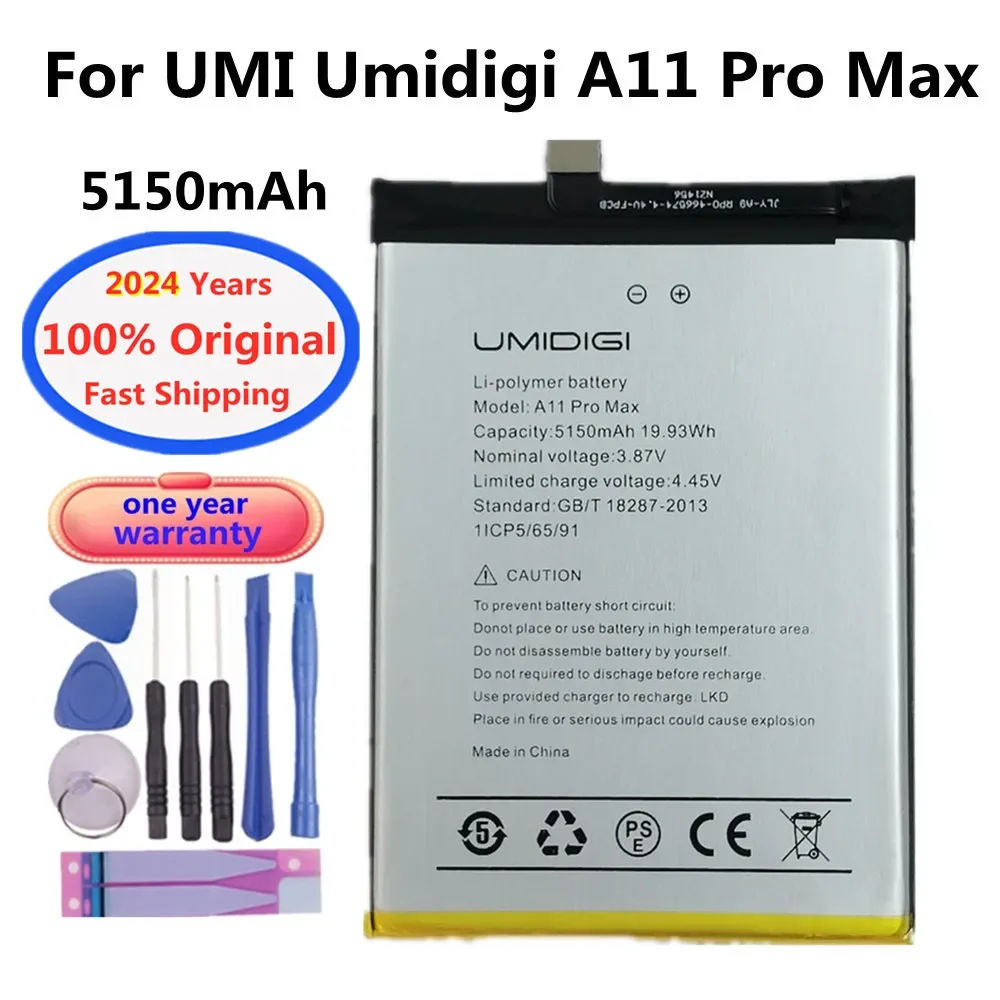 

2024 Years UMI Original Battery For Umidigi A11 Pro Max A11Pro Max 5150mAh High Quality Battery Bateria Fast Shipping + Tools