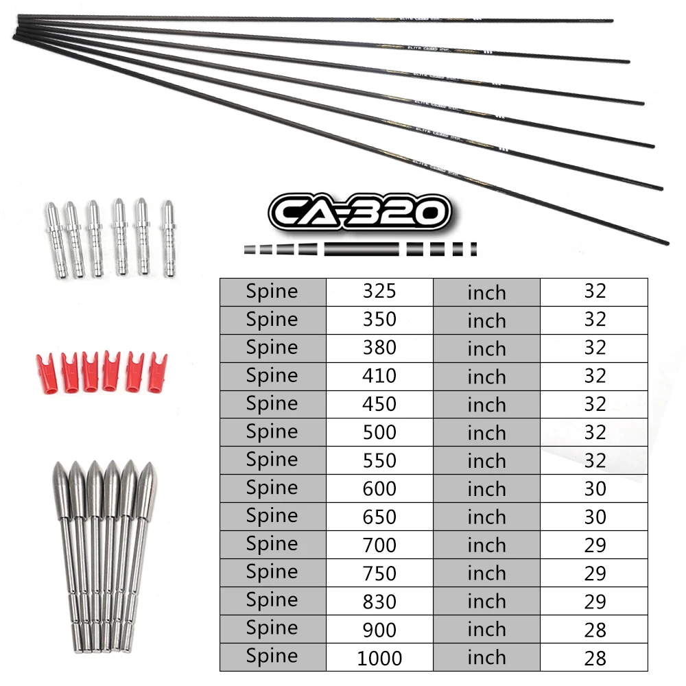 

ID3.2mm Carbon Aluminum Arrows with Arrowheads Nocks Arrows Fusiform Shafts For Archery Hunting Shooting