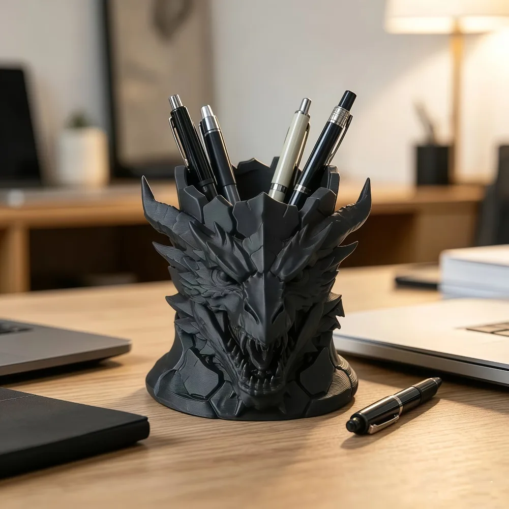 Vintage Dragon Pen Holder Gothic Figurine Pencil Pot Vase Retro Nordic Office Desktop Stationery Organizer Rack School Decor