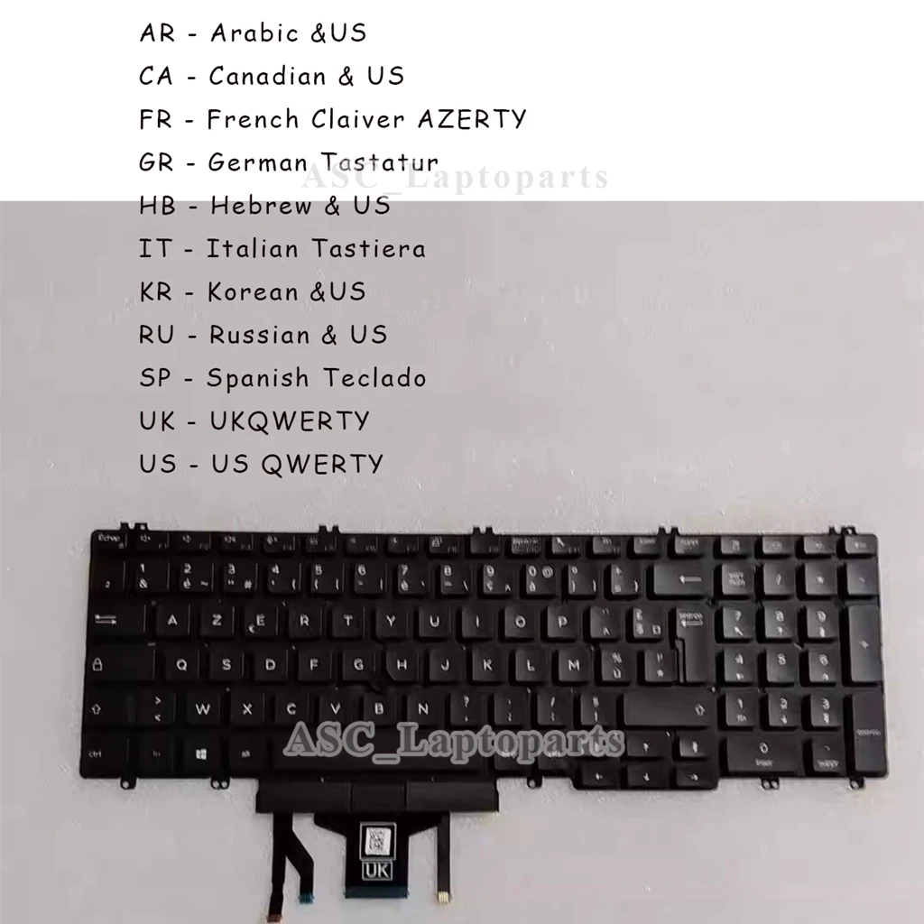 Teclado retroiluminado para DELL Precision 3500, 3501, 15-3540, 3541, Latitude 3551, 5500, 5501, 5511, 2019, noFrame, AR, CA, FR, GR, HB, IT SP, nuevo