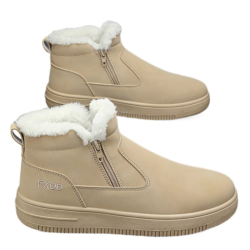 

Winter Boots Men Waterproof Slip-Resistant Cold Resistant Casual Shoes Warm Plush Snow Boots Easy-OnPull-On High Top Ankle Shoes