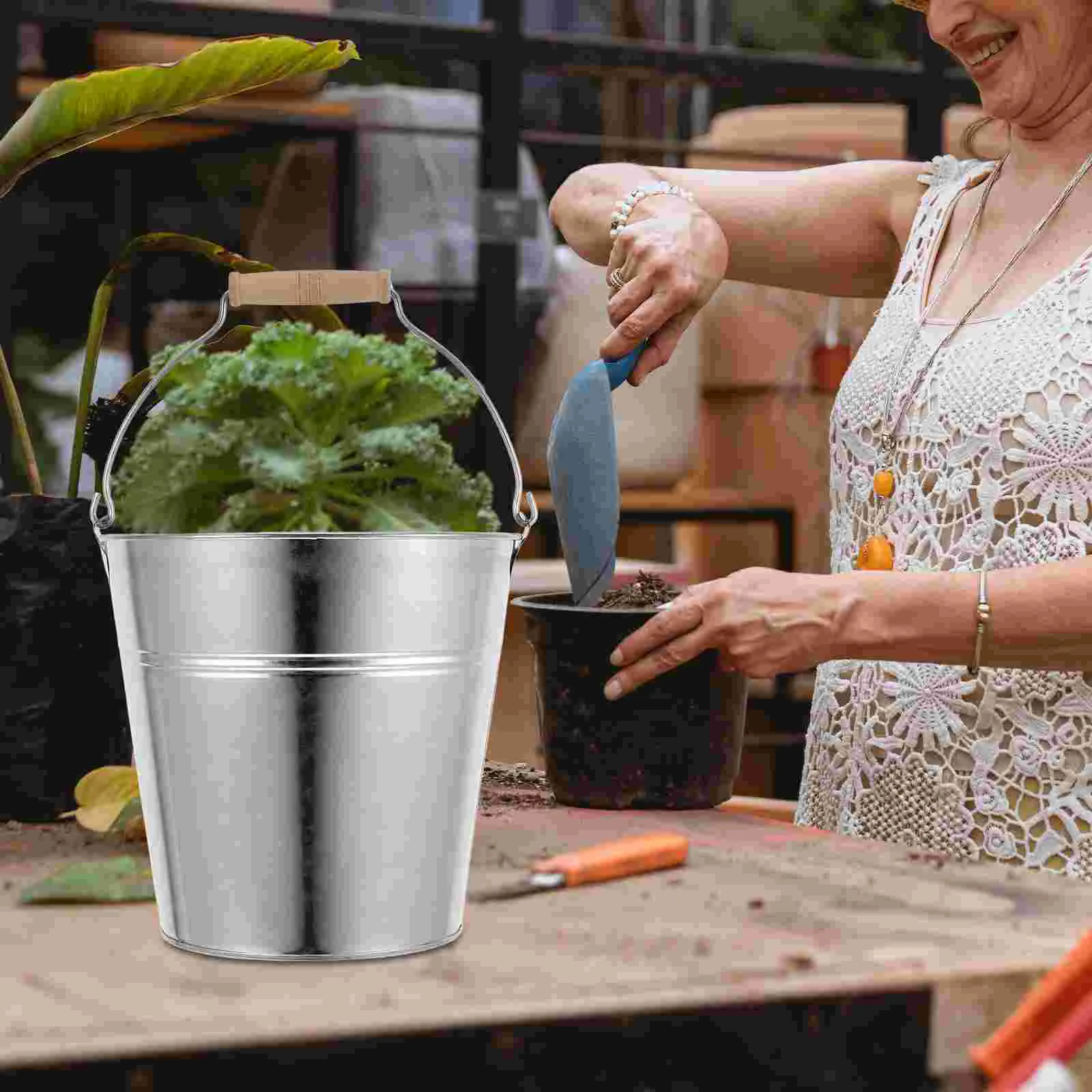 Stainless Steel Bucket Buckets Metal Planters Tin for Party Pots Vintage Vases Flower