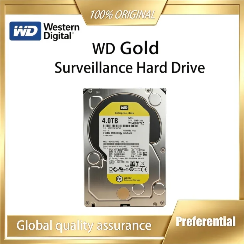 Western Digital WD HDD 3.5"Enterprise Mechanical Hard Drive Gold 1TB/2TB/4TB for Desktop, Surveillance, NAS