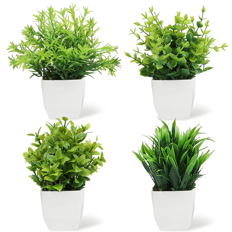 

Green Artificial Bonsai Mini Eucalyptus Flower Potted Plant for Home Garden Table Decoration Indoor Bedroom Office Fake Plant
