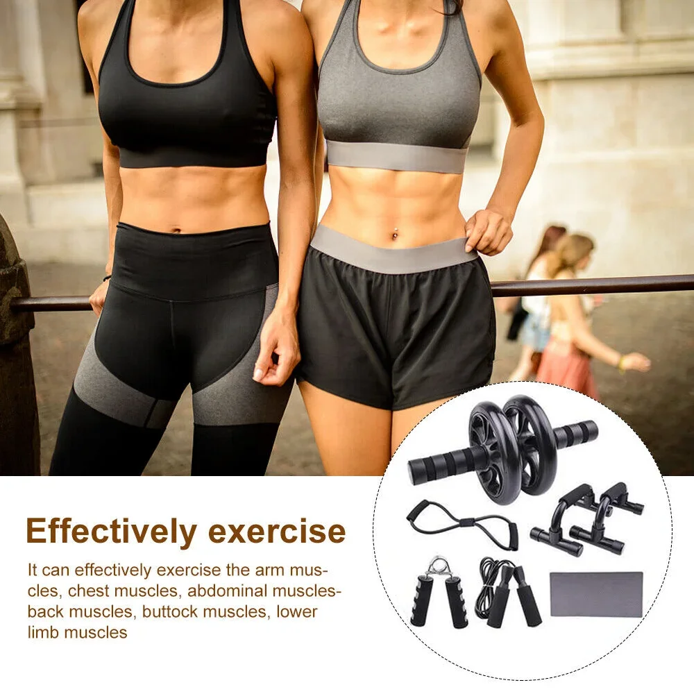 Abs Trainer Wheel Kit Bodybuilding Workout Equipments Fitness Abdominal Roller Gym Equipment for Home Aerobic Exercise Sports