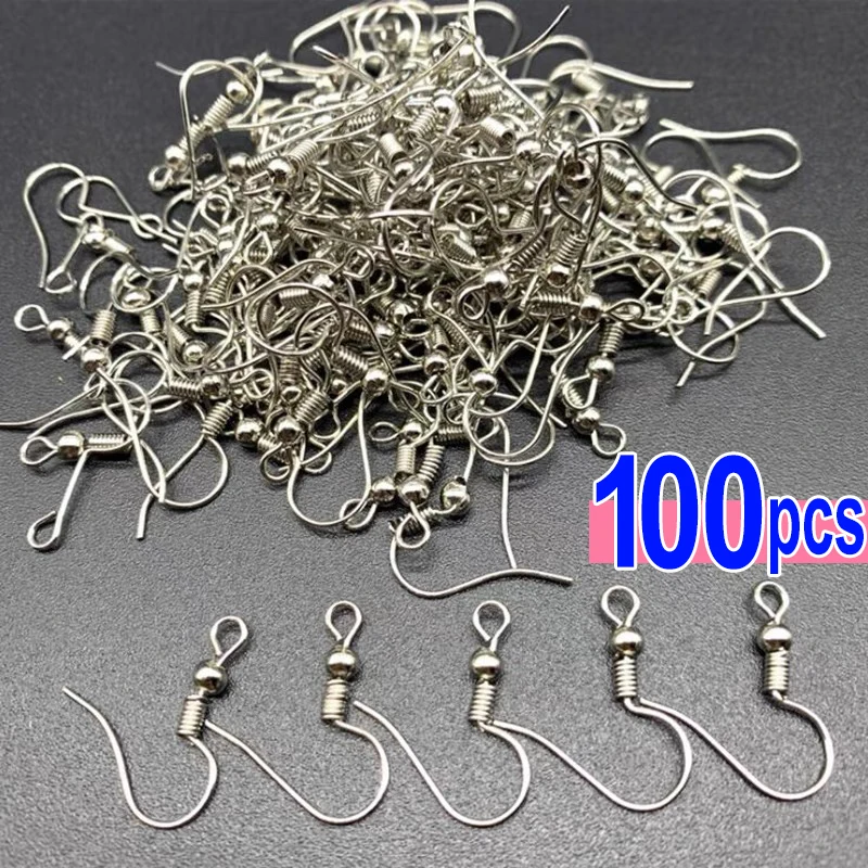 

100pcs Stainless Steel Ear Hook Findings Clasps Hooks DIY Earring Supplies Accessories Earwire Jewelry For Making Earring Parts