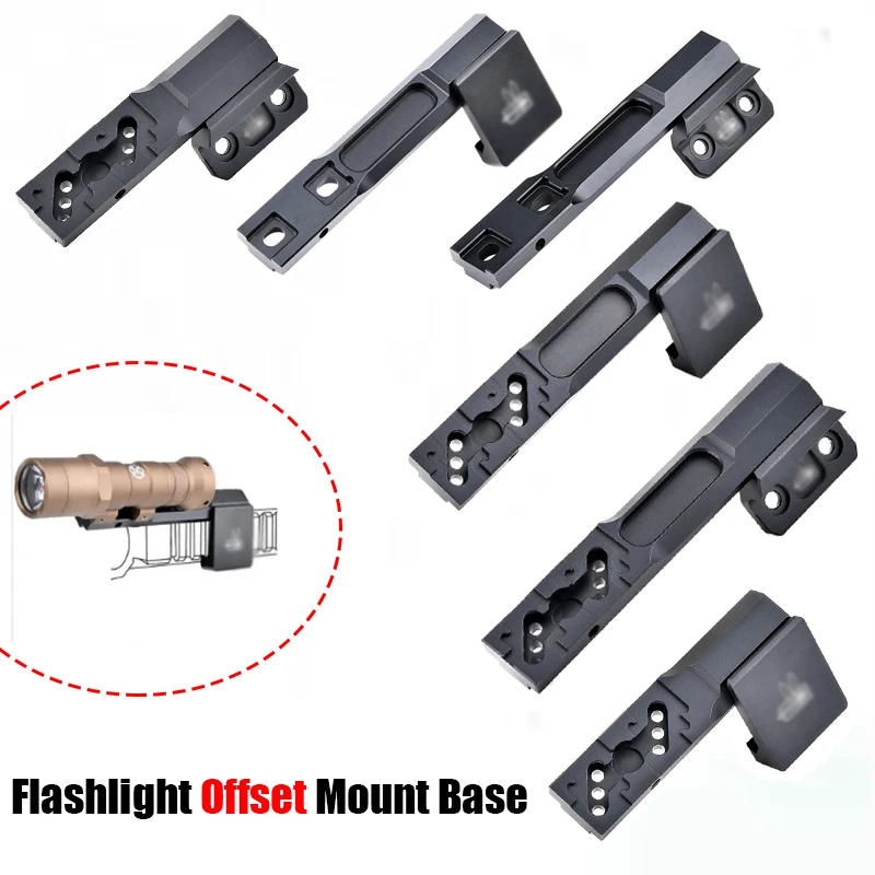 

SureFir M300 M600 Tactical Flashlight Offset Mount Metal Base Fit M-LOK KEYMOD Picatinny Rail Short/Long Style Hunting Accessory