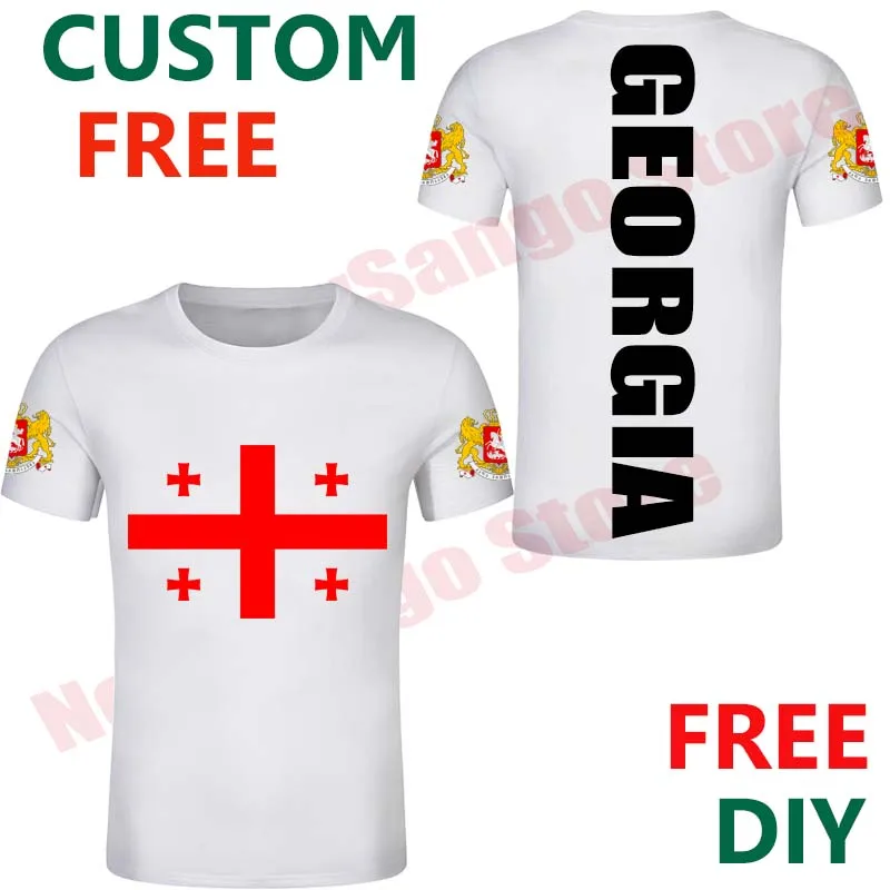 Georgia T shirtCustom  Men Red Cross Flag Black T Shirts Child whiteT Shirt Custom Couple Clothing