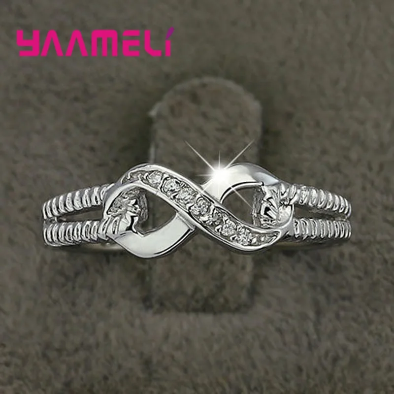 Women's Cute Bowknot Infinity Ring, 925 Silver