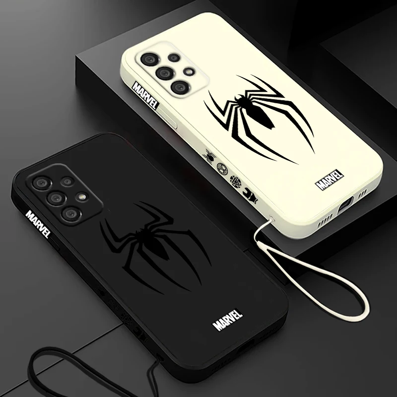 Marvel Spiderman Venom Logo Phone Case For Samsung A55 A53 A33 A52 A32 A71 A51 A21S A35 A25 5G Liquid Left Rope Funda