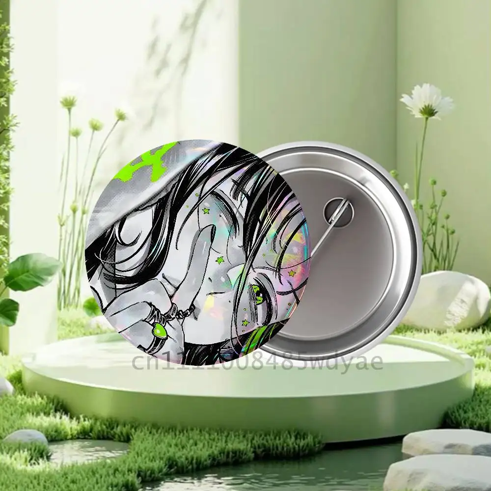 Comic strip KiniOto Green Yuri Badges Button Round Creative Pin Brooch Badge Bag Decor Accessories Fans Collect Friends Gifts