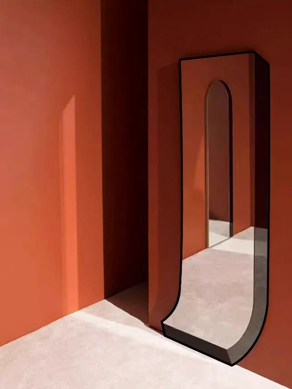 European Style Modern Fashion Creativity Design Alien Wall-Mounted Type Full-Body Mirror Light luxury Advanced Dressing Mirror