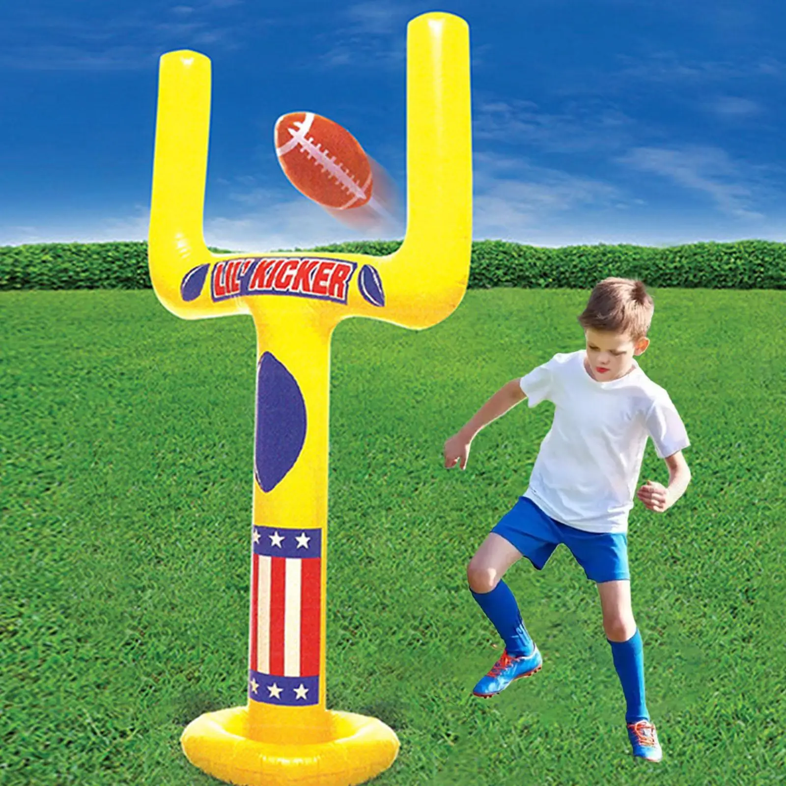 Outdoor Football Stand Inflatable Goal Post Set with Ball Kids Football Fun Backyard Game Supplies for Football Goals Practice
