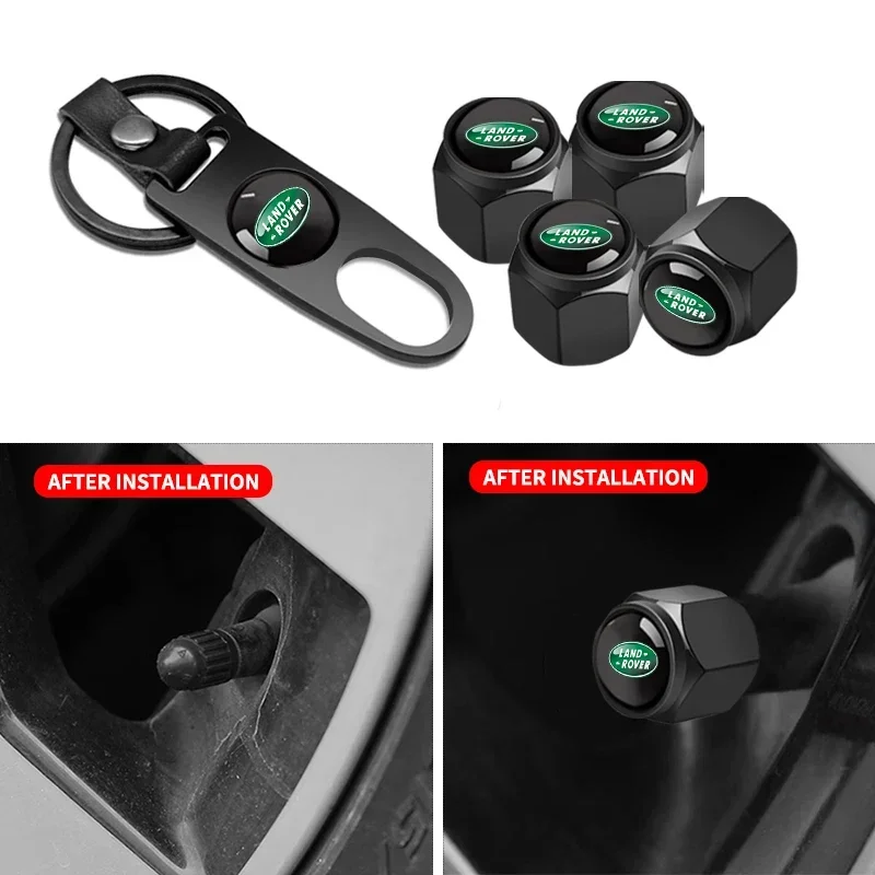 Car Key Ring Metal Alloy Keychain Wheel Tire Valve Caps For Land Rover Range Rover Evoque Velar Defender 2 3 Discovery Freeland