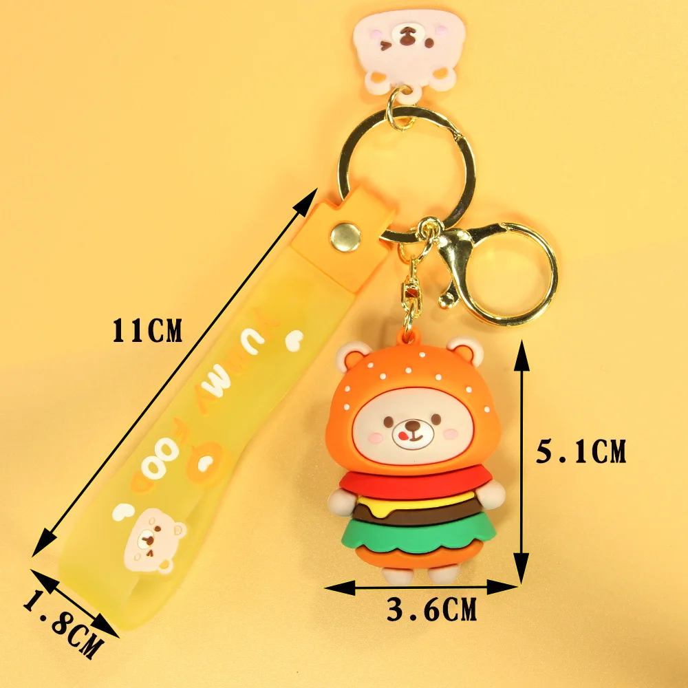 300pcs/lot Hot 3D doll key chain cartoon animal pendant small gifts Gluttony Bear keychain