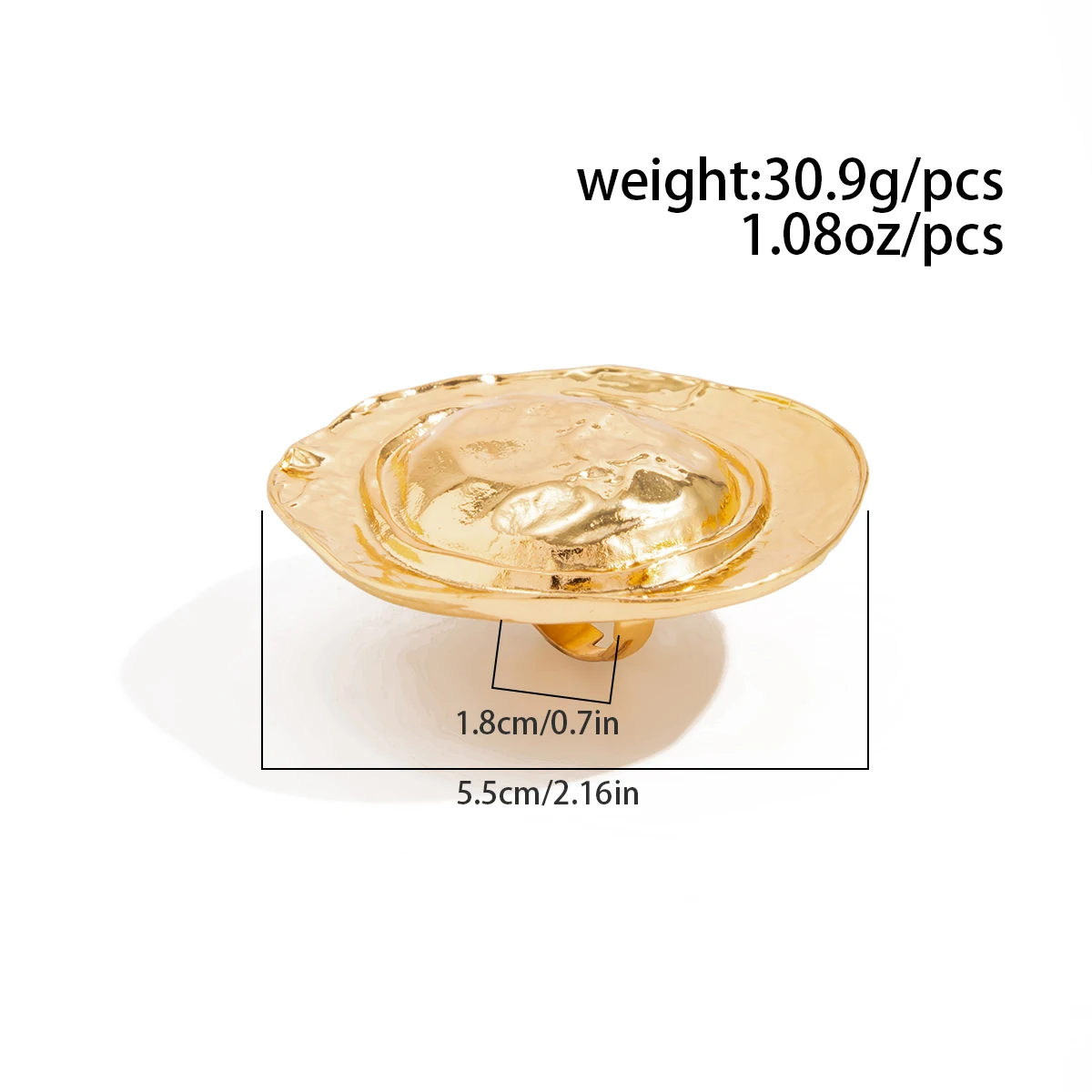 PuRui 2026 exagéré couleur or rond anneaux ouverts pour les femmes à la mode créatif réglable bague quotidienne fête Banquet bijoux