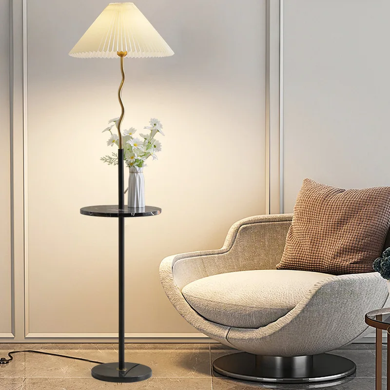 

New Livingroom Led Floor Lamp with Table Design Study Standing Lamps Bedroom Bedside Lights Home Decorative Luminaires