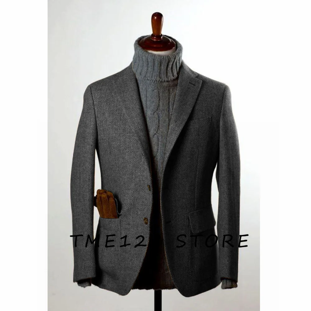 Herbst neue Herren Fischgräten jacke V-Ausschnitt Einreiher Business Casual koreanische Herbst kleidung Bestseller für Herren bekleidung